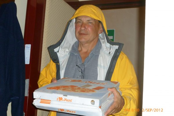 Mike delivering Pizza